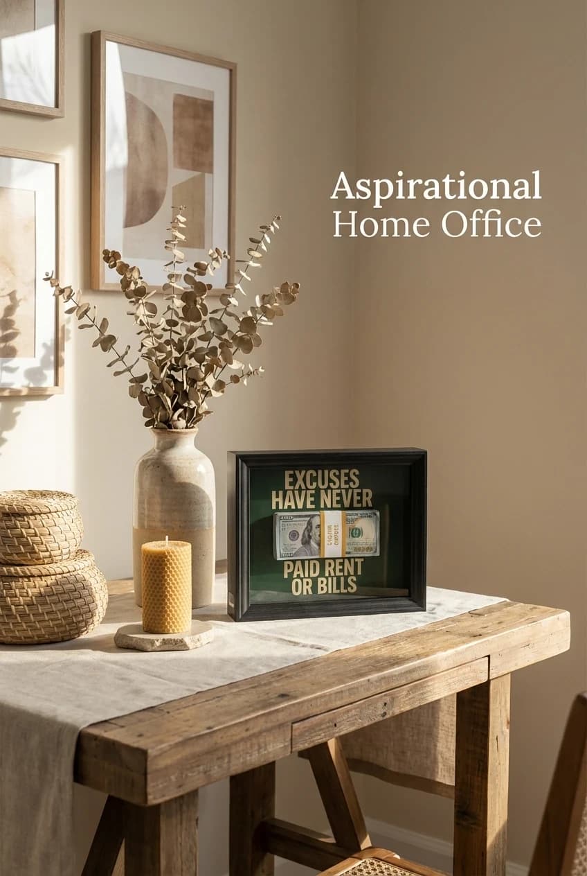 Organic modern home decor vignette with warm textures and curated accessories