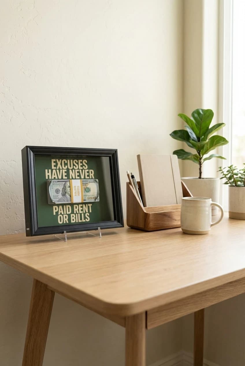 Desk and office decor vignette